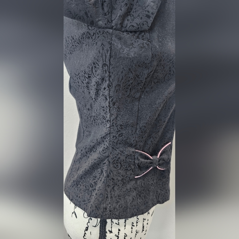 My Michelle Women's Junior Black Blazer Pink Trim Size 5/6 Career Office Jacket - Picture 9 of 15
